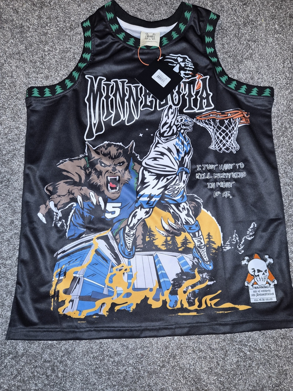 Minnesota Graphic Basketball Tank Top - Black with Blue & Yellow Accents